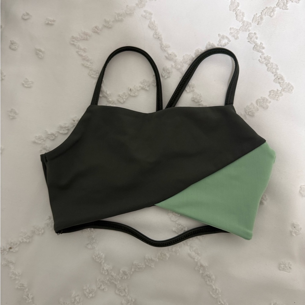 Tiger Friday two-tone Green Strappy Crop Top